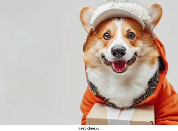 [Transparent Background PNG]Adorable Corgi Delivery Dog