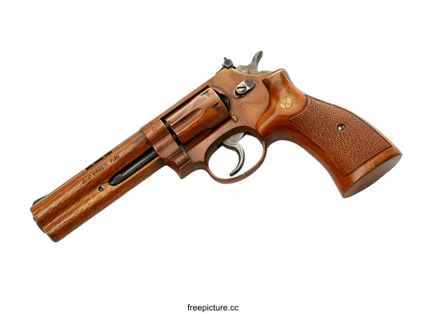 [Transparent Background PNG]Smith & Wesson Model 66 Revolver With Wooden Grips