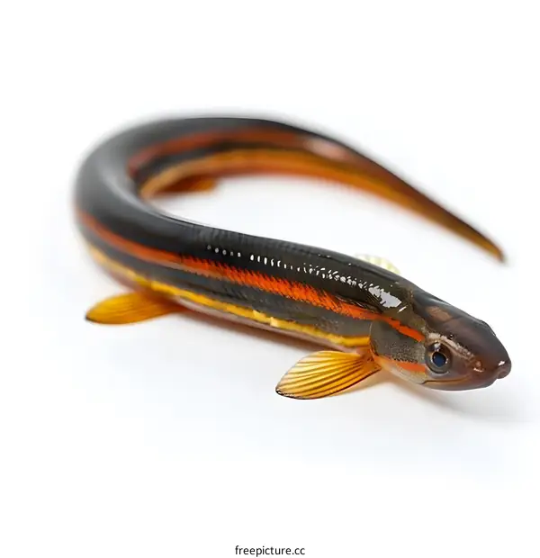 A small fish with a long body and a red stripe on its side