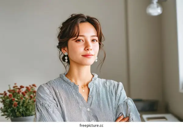 Asian Woman Portrait in Casual Fashion Style