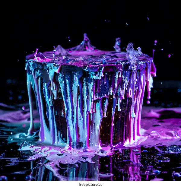Abstract Paint Splash with Neon Lights