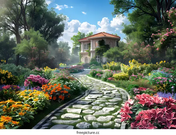 A garden full of blooming flowers