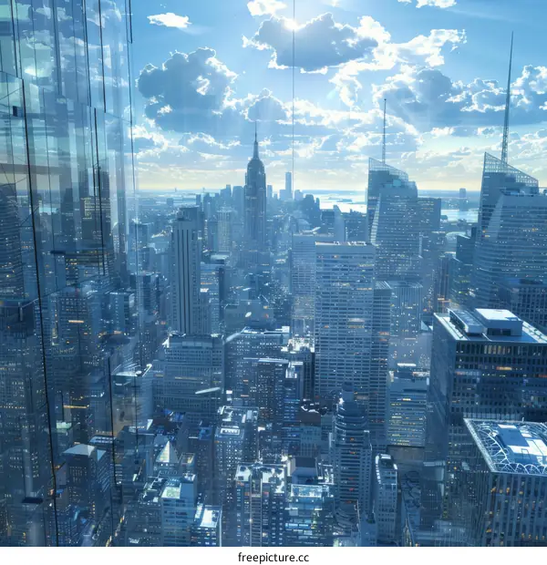 New York City Skyline View from High Rise