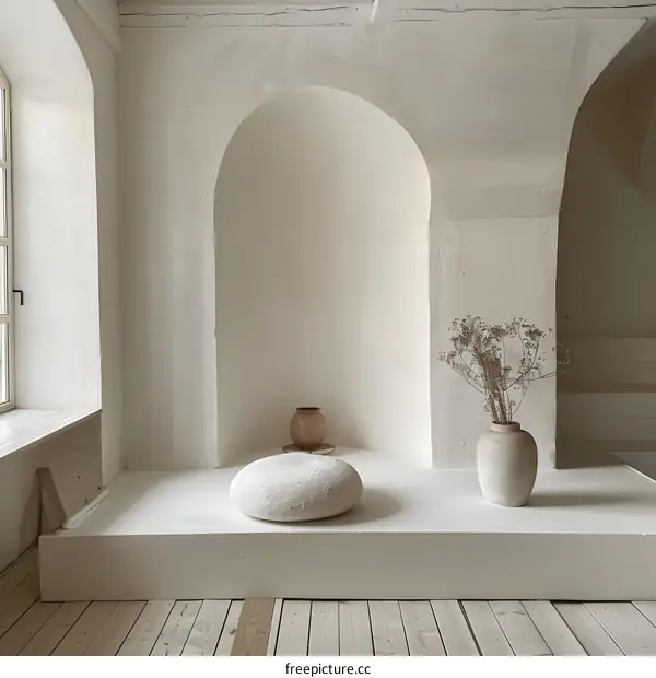 Minimalist Interior Design with White Walls and Archways