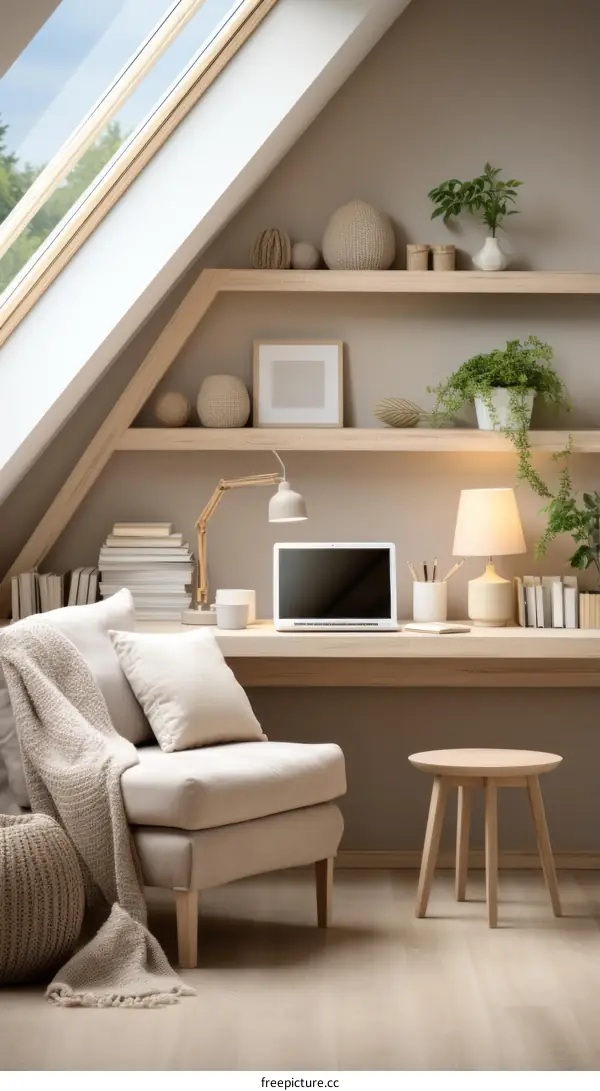 Home office with natural light and plants