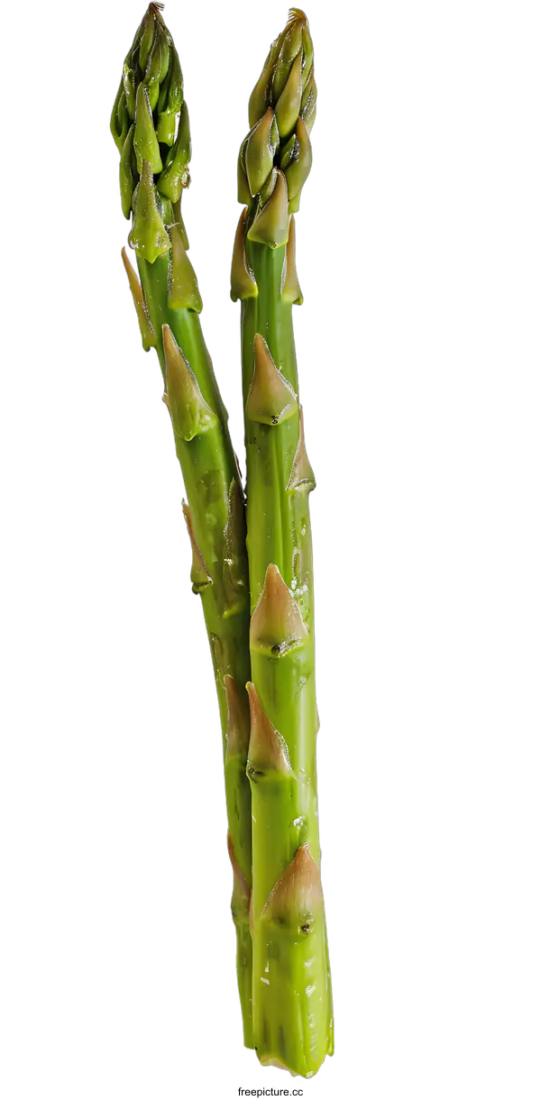 [Transparent Background PNG]Fresh Green Asparagus Spears on White Background
