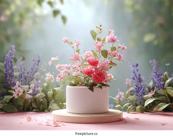 Spring Floral Arrangement in White Vase