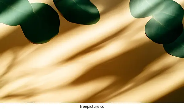 Elegant Light and Shadow on a Beige Fabric with Leaves