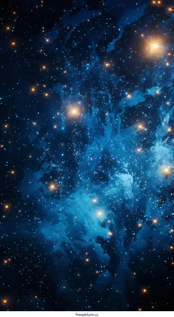 Stunning Blue and Yellow Nebula with Stars