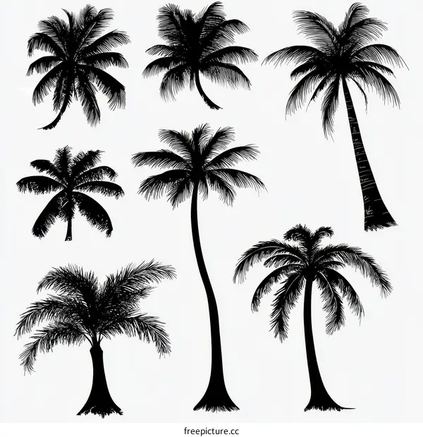 Collection of Black and White Palm Trees