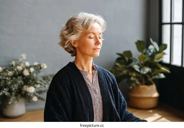Calm Woman Meditating in a Peaceful Room