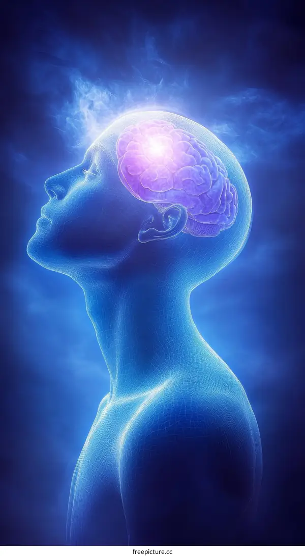 Human Brain Illustration with Aura