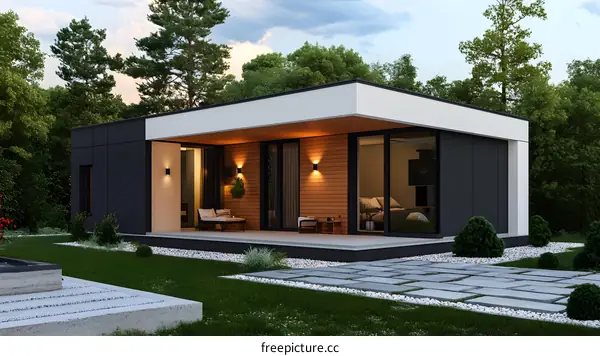 Modern Minimalist House Design with Wooden Facade and Patio