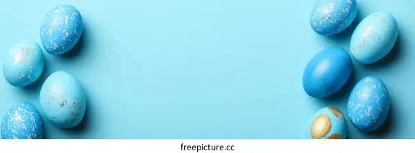 Easter Eggs Decorated in Blue and Gold