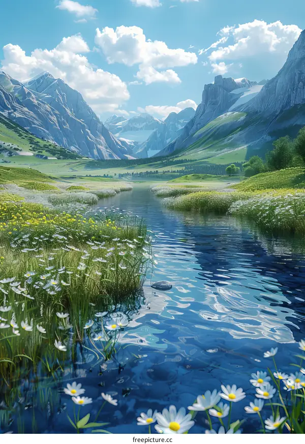 Serene River Valley Landscape