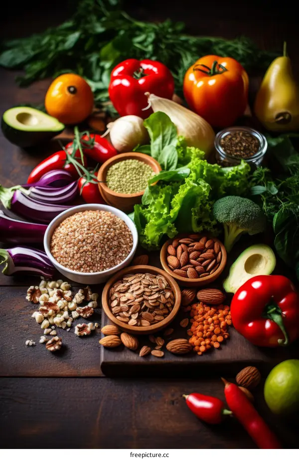 Fresh Vegetables Arranged on a Wooden Table