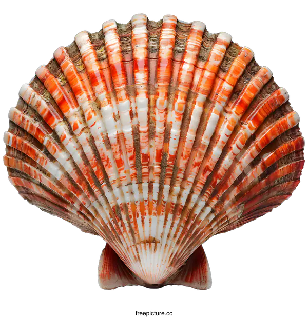 [Transparent Background PNG]A beautiful orange and white seashell against a white background