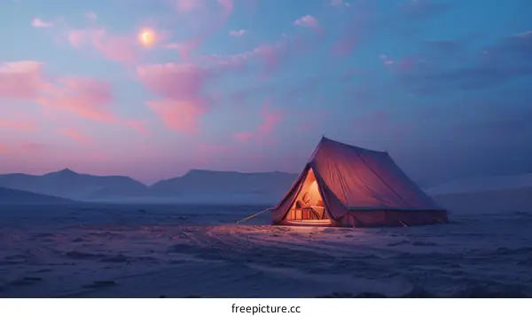 Glowing Tent Under a Desert Moon