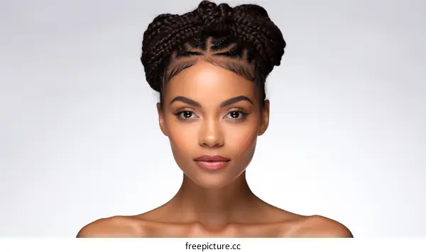 portrait of a beautiful black woman with two buns