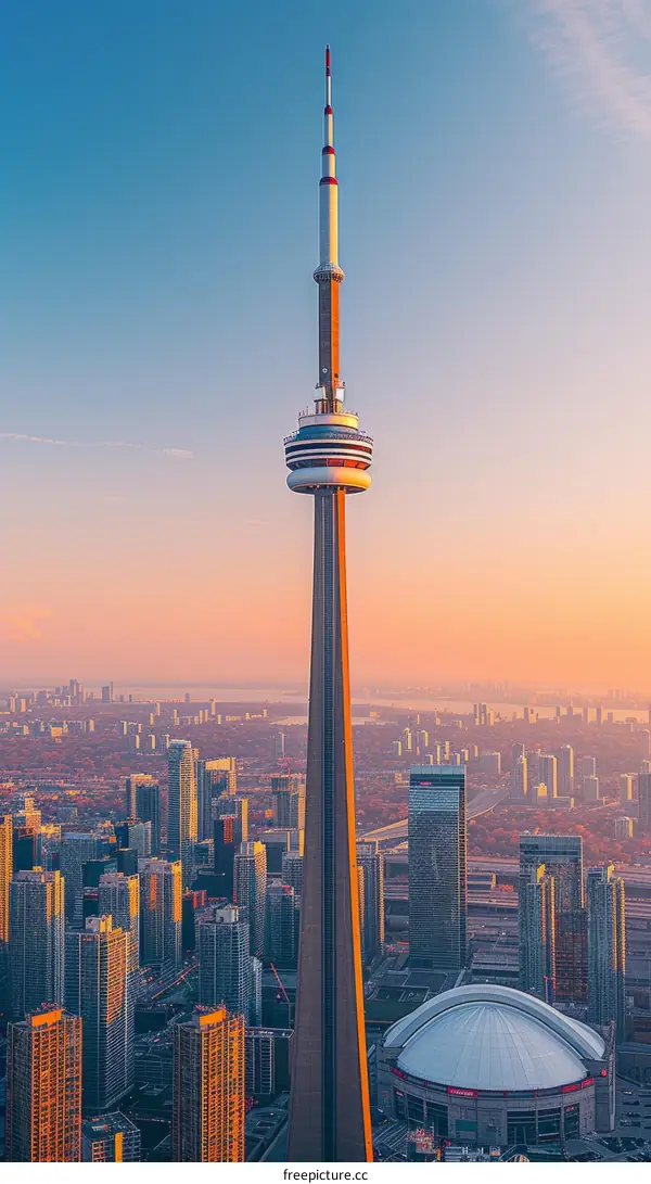 Toronto Skyline at Sunset with CN Tower