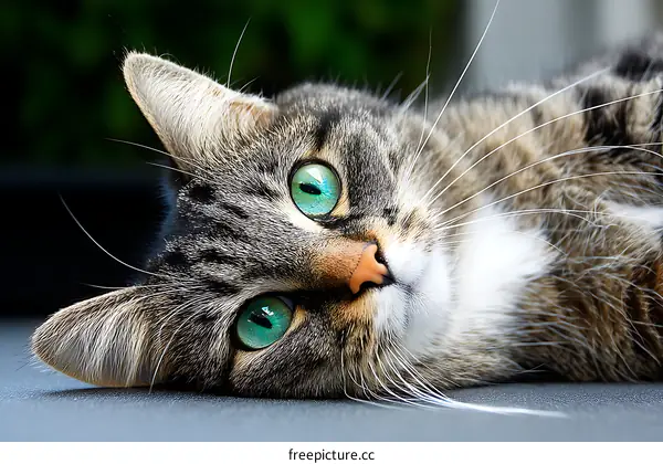 Closeup Portrait of a Tabby Cat with Striking Eyes