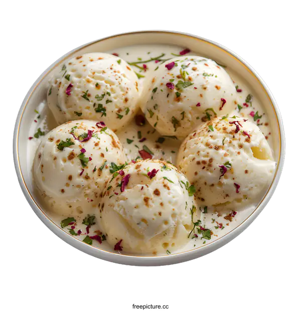 [Transparent Background PNG]Rasmalai: Indian Sweet Dumplings in Sweetened Milk