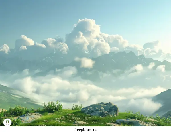 Majestic Mountain Scenery with Cloudscape