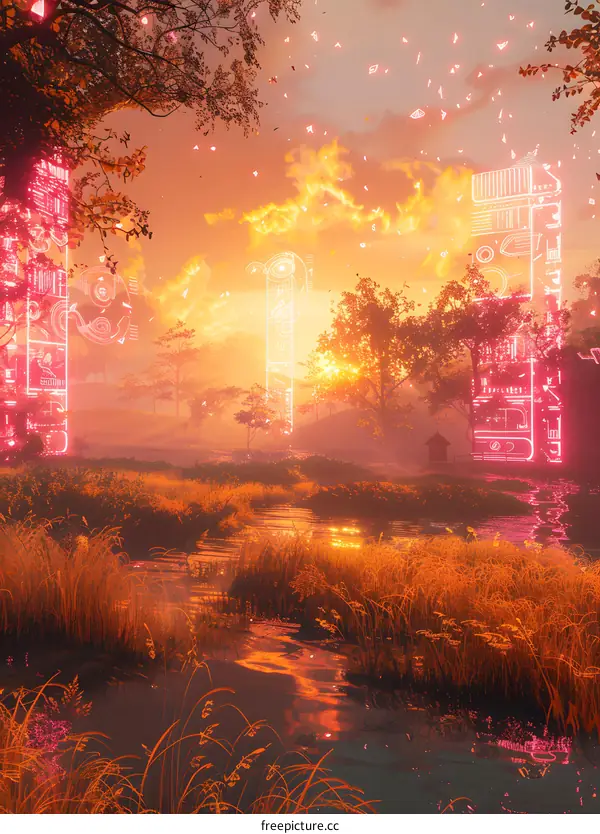 Neon Forest Sunset