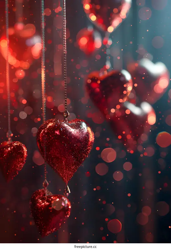 Red heart-shaped ornaments