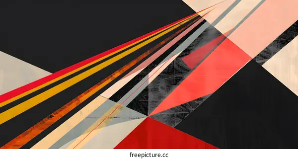 Abstract Geometric Shapes in Red, Black, Yellow, and White