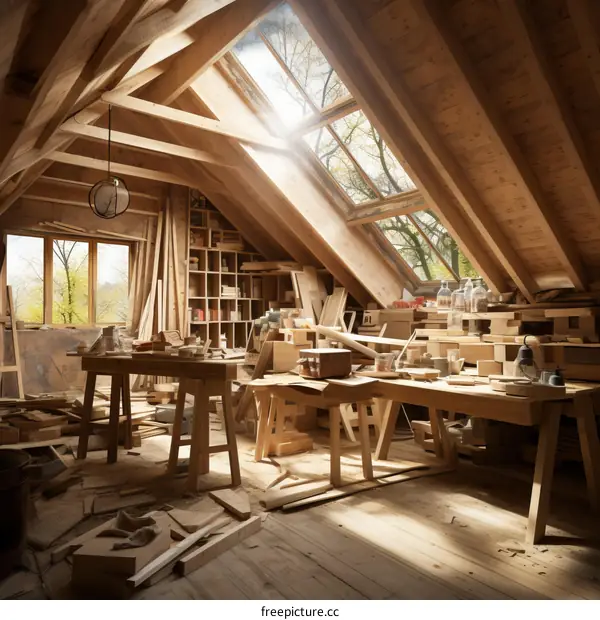 Carpentry Workshop in Attic