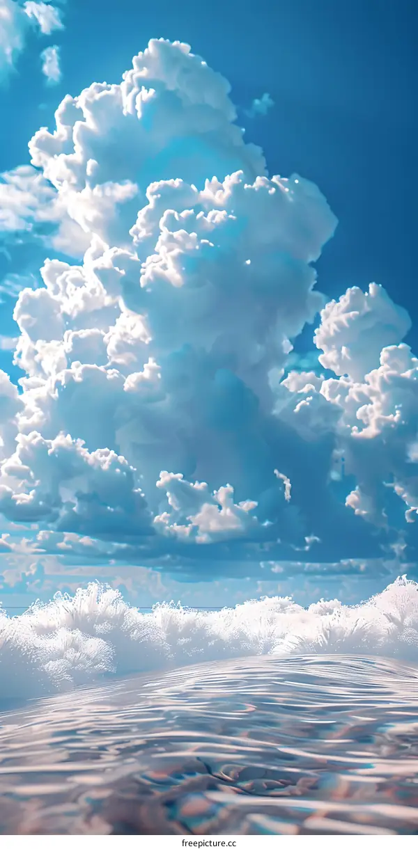 Blue sky and white clouds over the sea