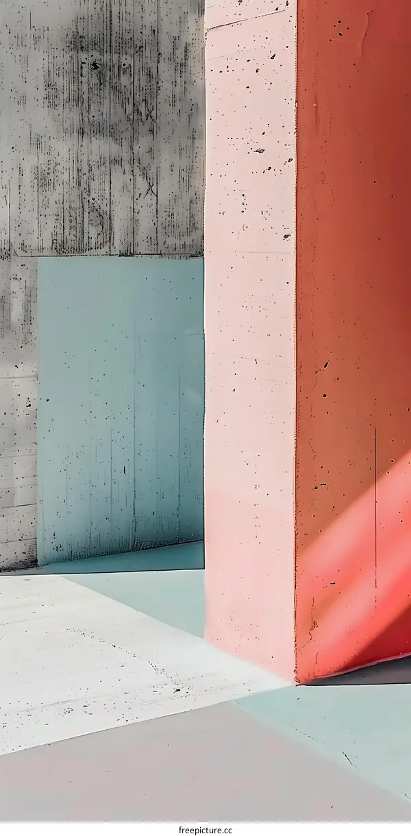 Abstract Minimalist Concrete Wall Art with Geometric Shapes and Color Blocks
