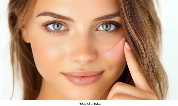 Beautiful Woman with Facial Skin Care