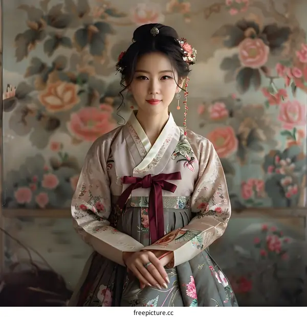 Portrait of a young woman in a hanbok