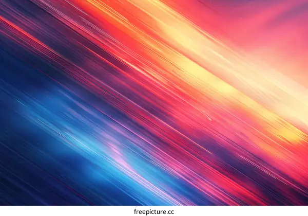 Colorful streaks of light in blue, orange, and red