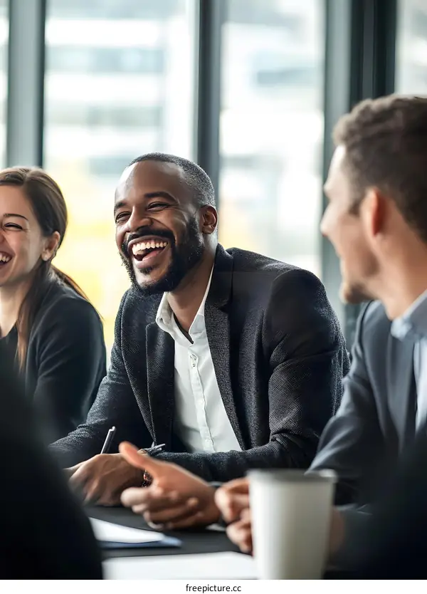 Business Meeting with Smiling Diverse Team