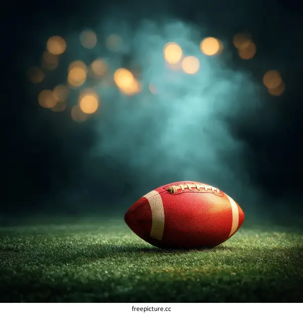 American Football on a Field at Night