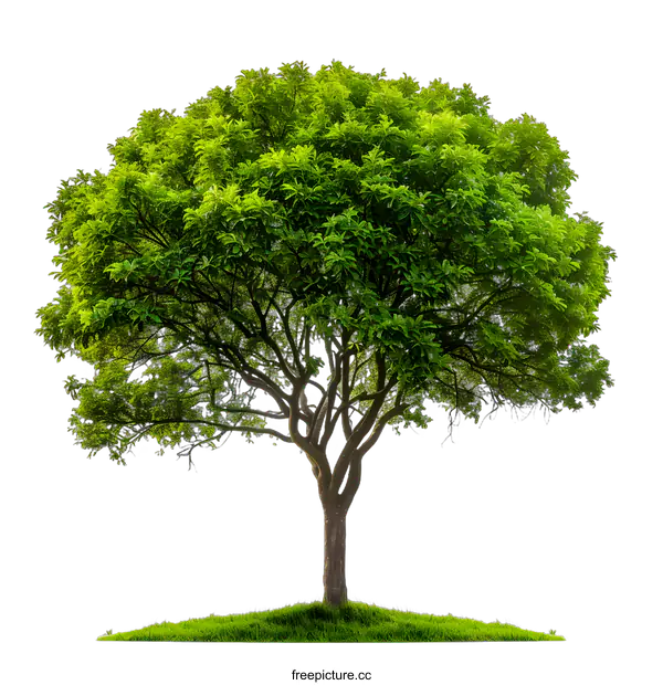 [Transparent Background PNG]Single Green Tree Isolated On White Background