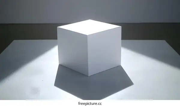 White Cube on a White Surface with Light