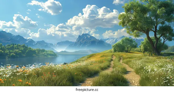 Mesmerizing Nature's Harmony: Tranquil Landscape with a Path to Serenity