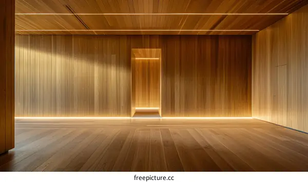 Warm Lighting in a Minimalist Wooden Room