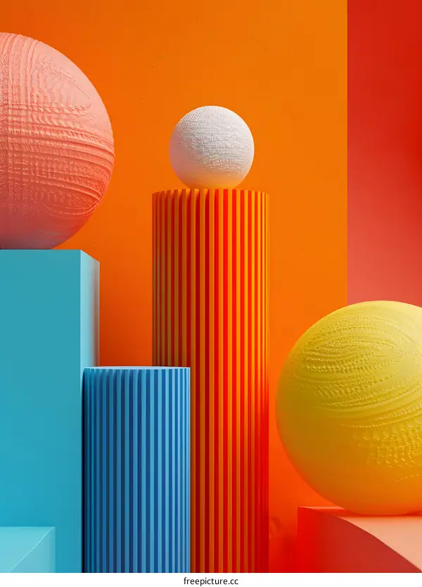 Abstract Geometric Shapes with Orange Background