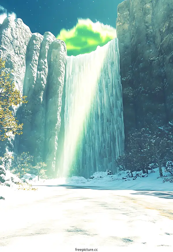 Frozen Waterfall in a Winter Wonderland