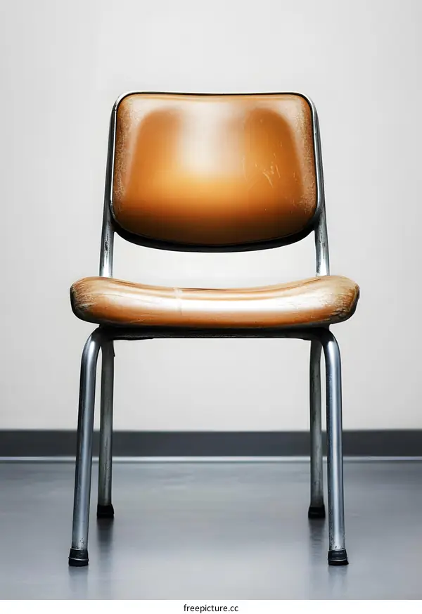 Simple Brown Chair Against White Wall