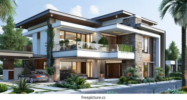 Modern House in a Scenic Garden