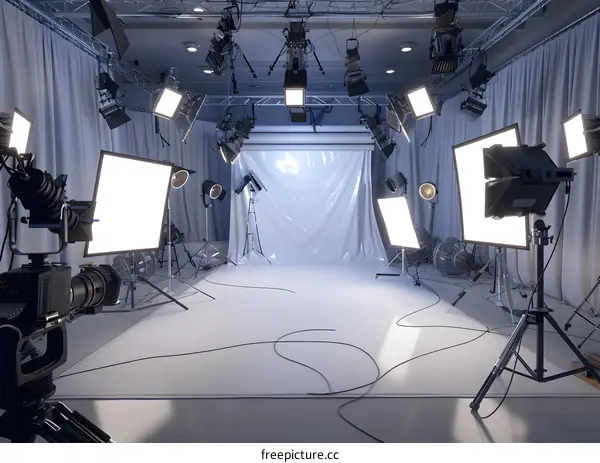 Professional Photography Studio Setup with Lighting Equipment