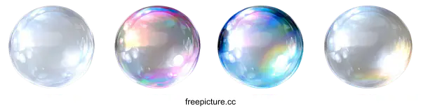 [Transparent Background PNG]Colorful Soap Bubbles on White Background