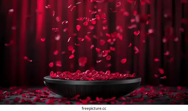 Rose Petals Falling into Bowl Romantic Image