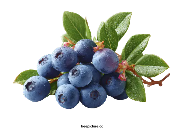 [Transparent Background PNG]Fresh Blueberries with Dew Drops